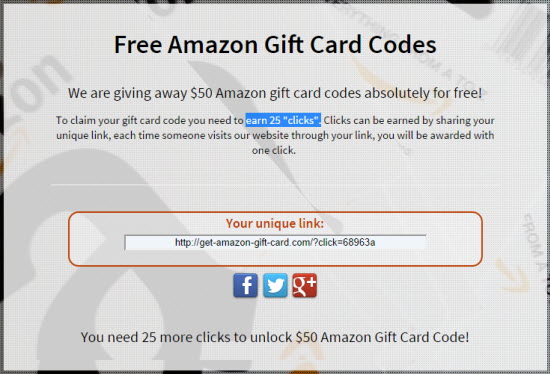 Free Amazon Gift Card Codes scam