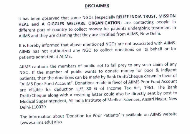 AIIMS reply on fake NGO page 3