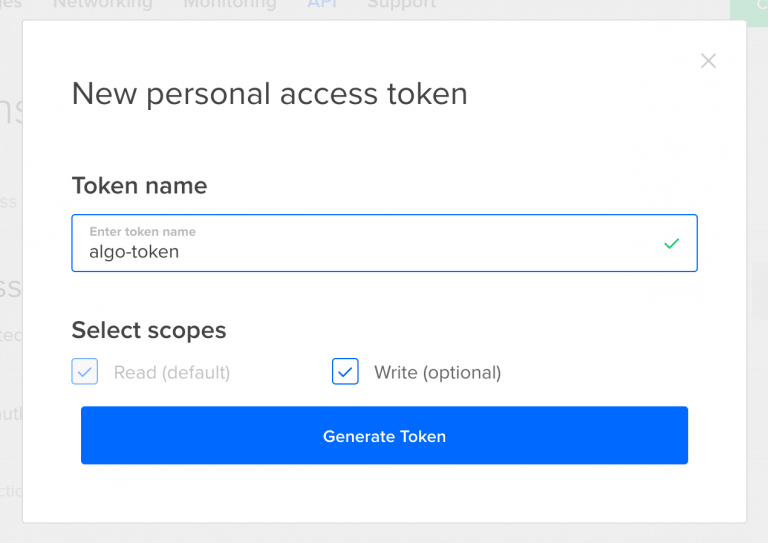 Generate Token with any name Digitalocean