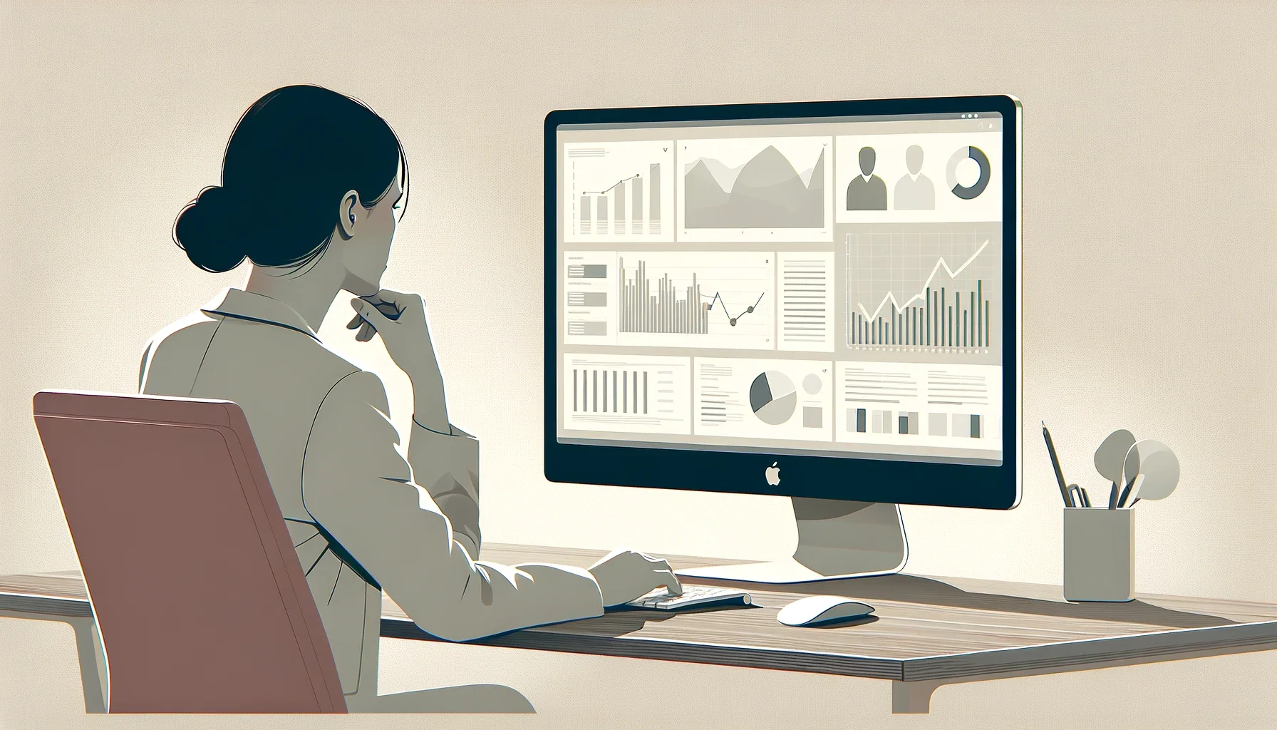 A corporate lady analysing Investment Intelligence Data
