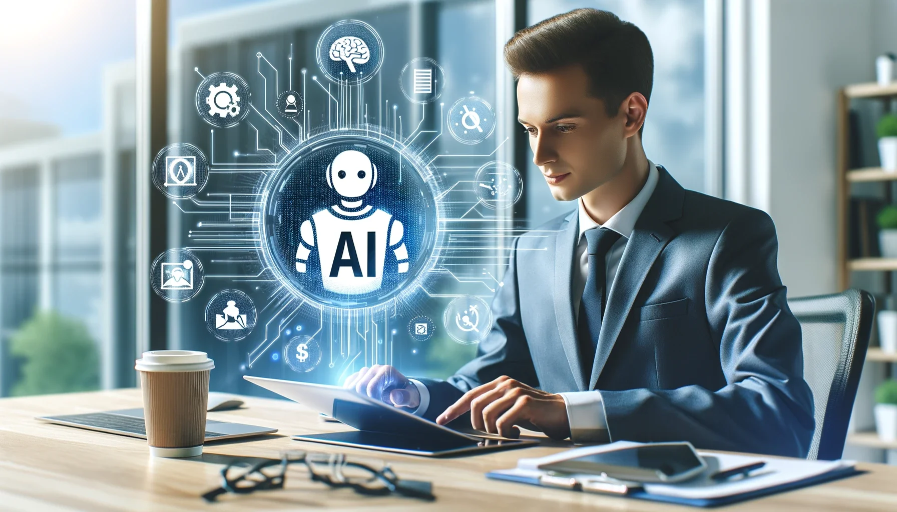 A business professional using AI for Business Process Automation