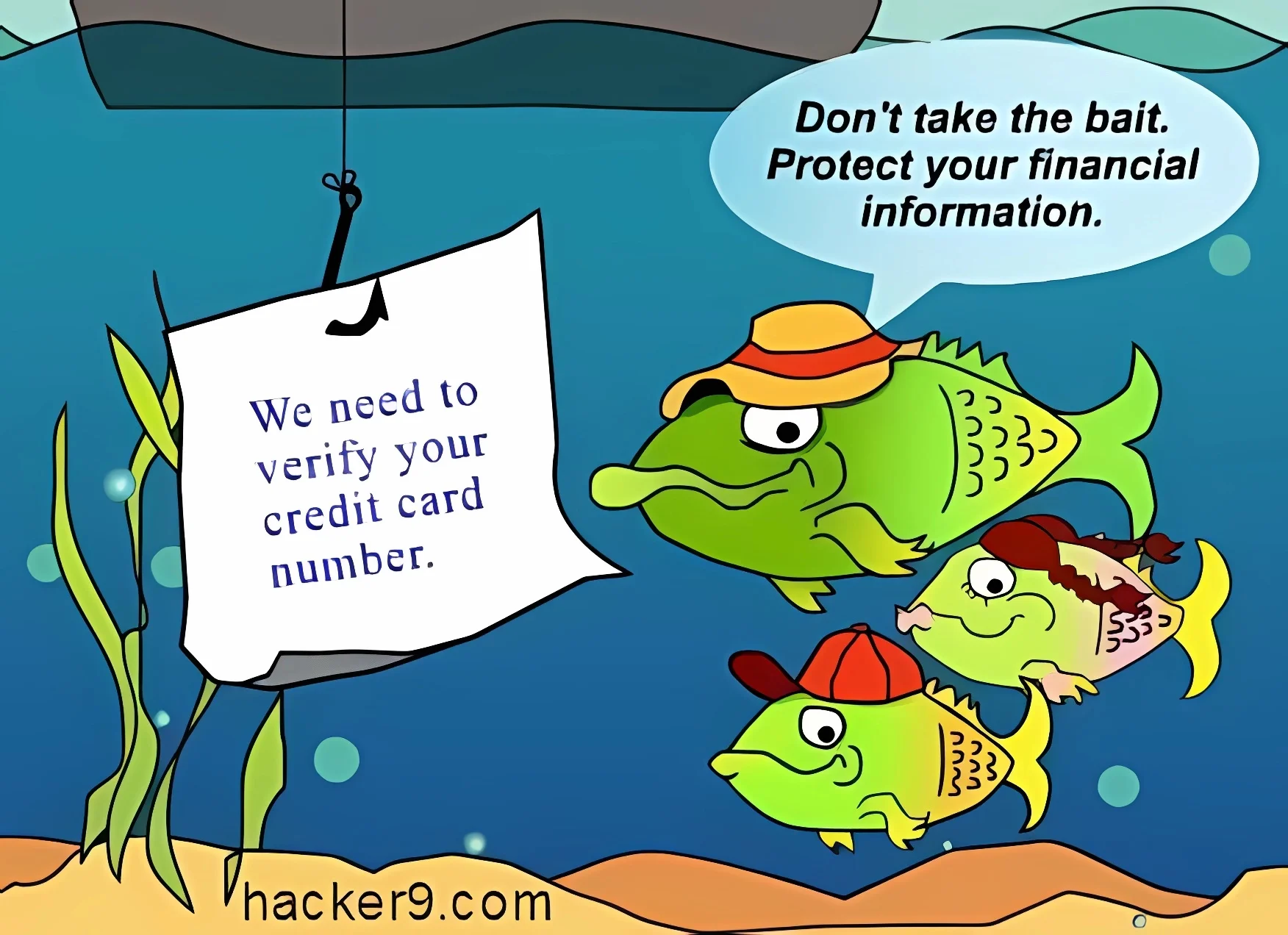 Illustration of phishing underwater