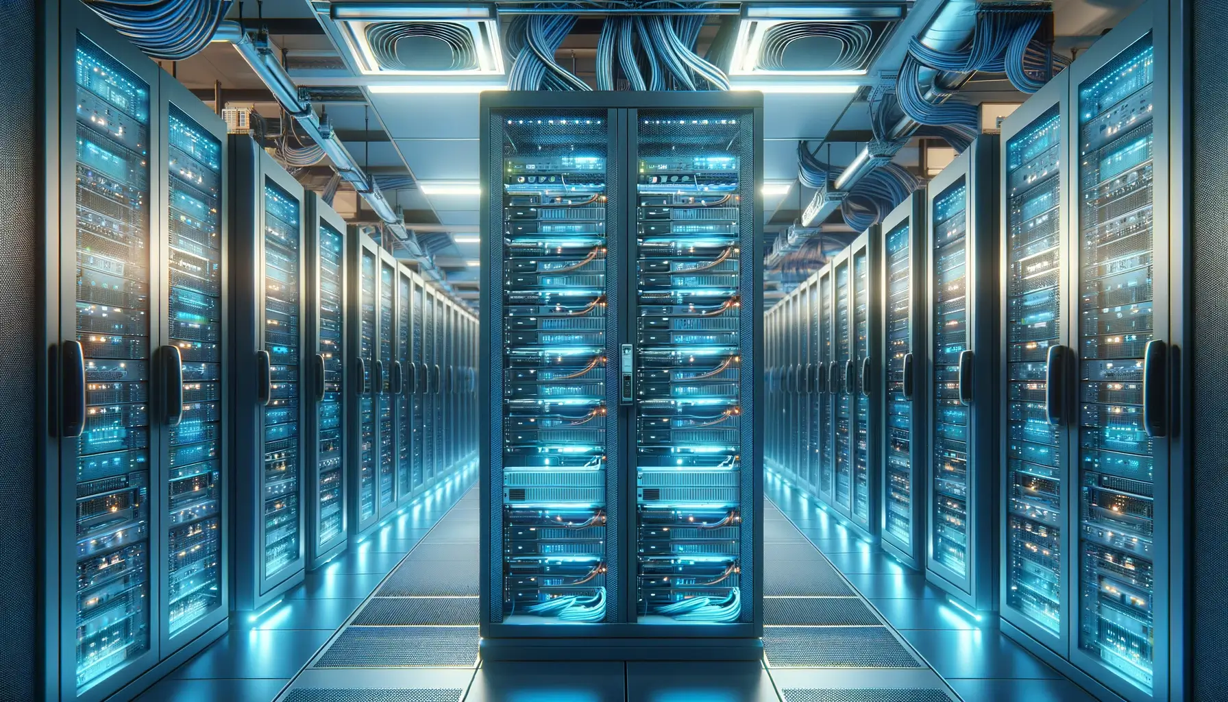Illustration of the interior of a cloud server room