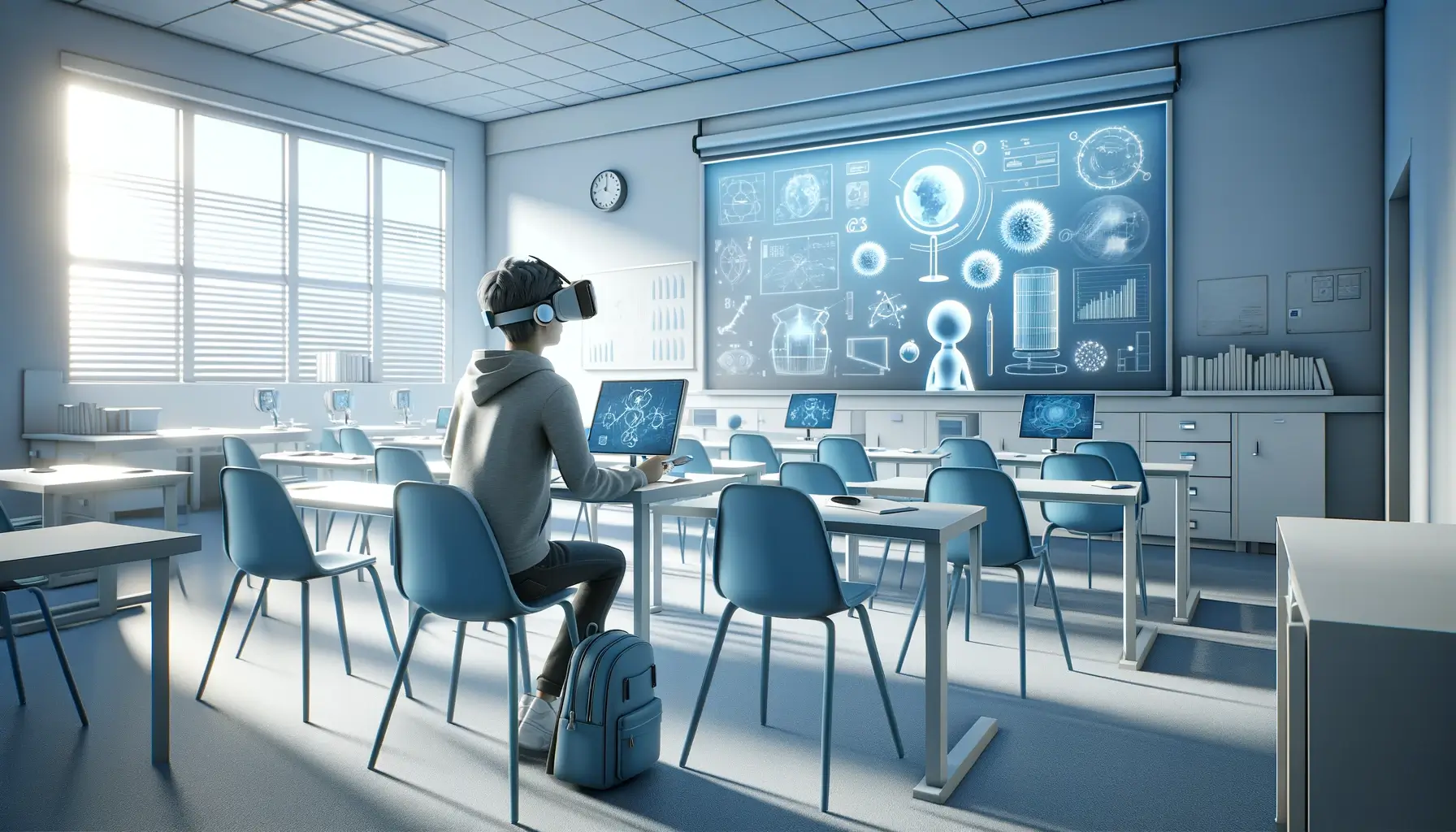 modern college classroom with a focus on VR Technology