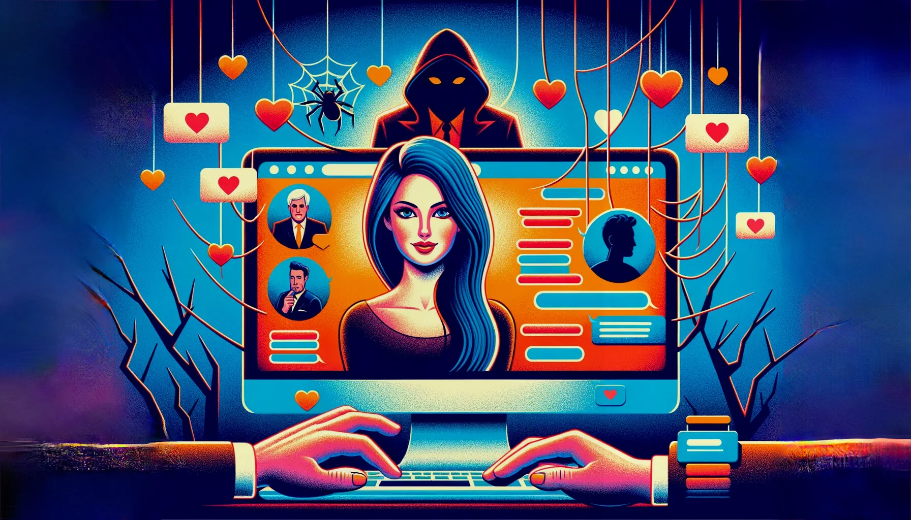 Illustration of Facebook Dating Scam by Hacker9