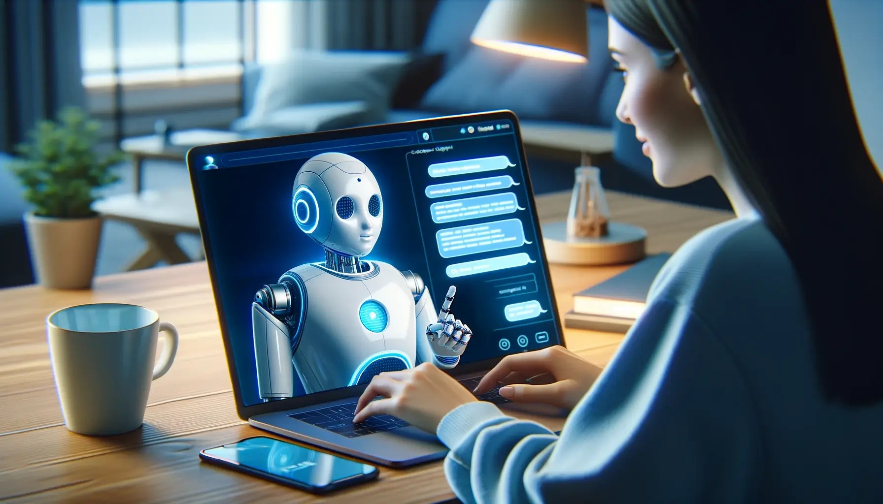 AI robot providing customer support online
