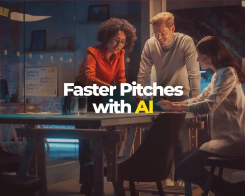 A group of employees working on a Pitch Deck using AI Tool